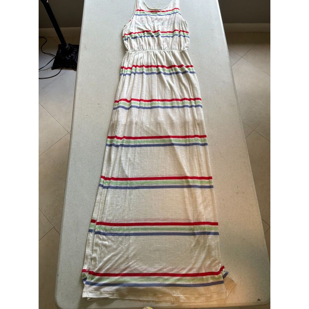 Splendid Sz M Long Striped Dress Side Slit Beachy Cruisewear Vacay - Picture 9 of 9